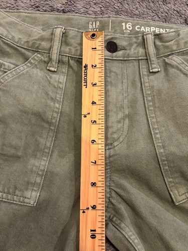 Gap Jeans Girls 16 Slim Carpenter Denim Green Pockets Wide Leg Casual - Picture 4 of 7