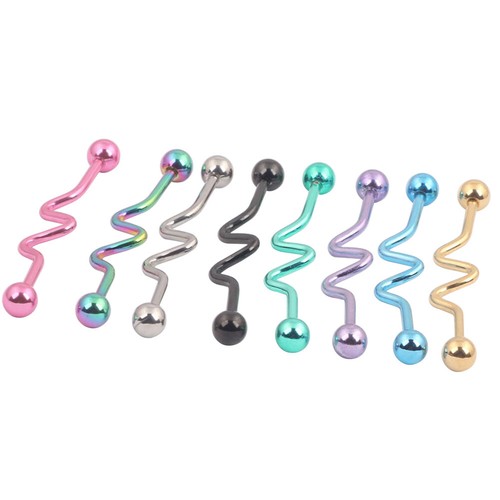 1PC 14G Multistyle Industrial Barbell Stainless Steel Cartilage Earring Piercing - Picture 9 of 90