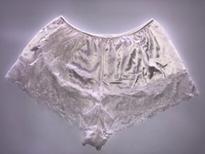Victoria Secret Second Skin Satin Lacy Slit Vintage Pantie Shorts White SMALL
