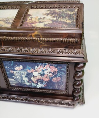 Vtg 1976 Victorian Style Jewelry Music Box Merle Norman Brown