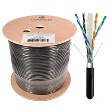 Cat6 Shielded Ethernet Cable 1000FT Outdoor Direct Burial Gel 23AWG Pure Copper