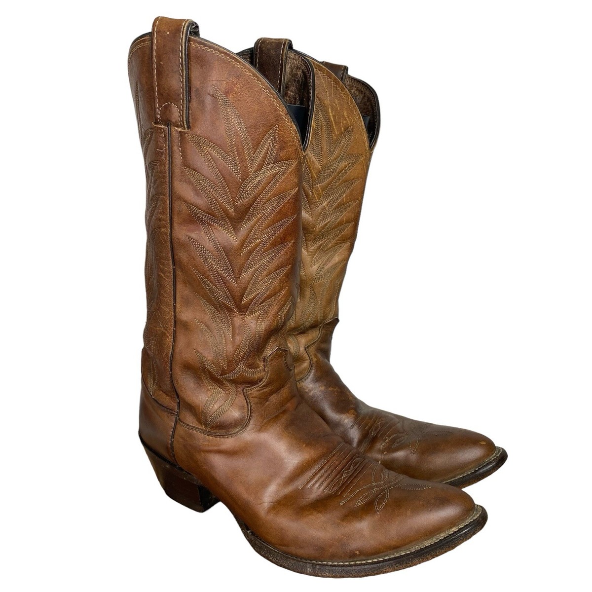 Vintage Justin Cowboy Boots Mens 9D Brown Leather Western Vintage Justin Cowboy Boots Mens 9D Brown Leather Western