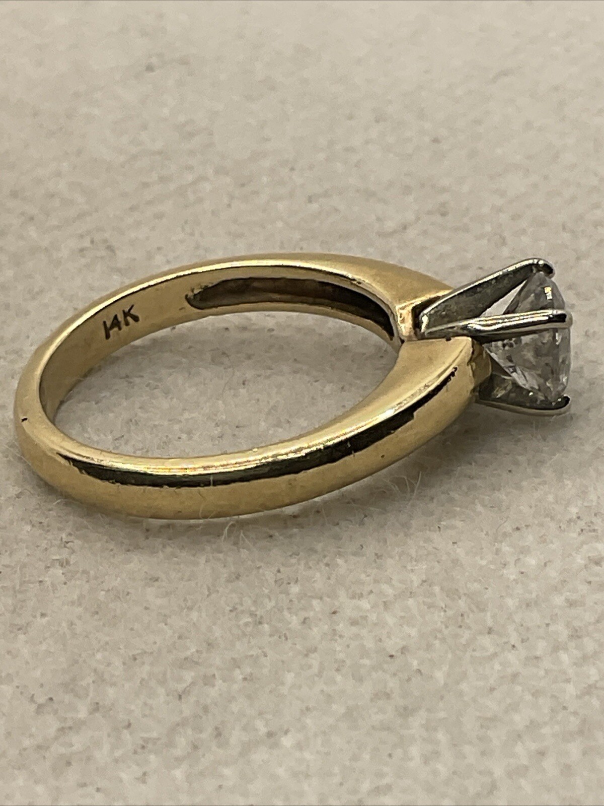 CLASSIC Solid 14K Two Tone Gold Solitaire Round D… - image 4