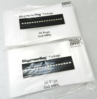 100 Zippit Reloc 6 Mil Clear 5x8 Bags Thick H.D.Reclosable Zip Seal Lock 5'' x 8''