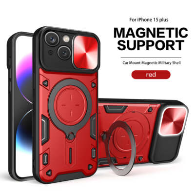 Reiko TPU PC Shockproof Magnetic Phone Case with Free Adjustment Ring Holder for