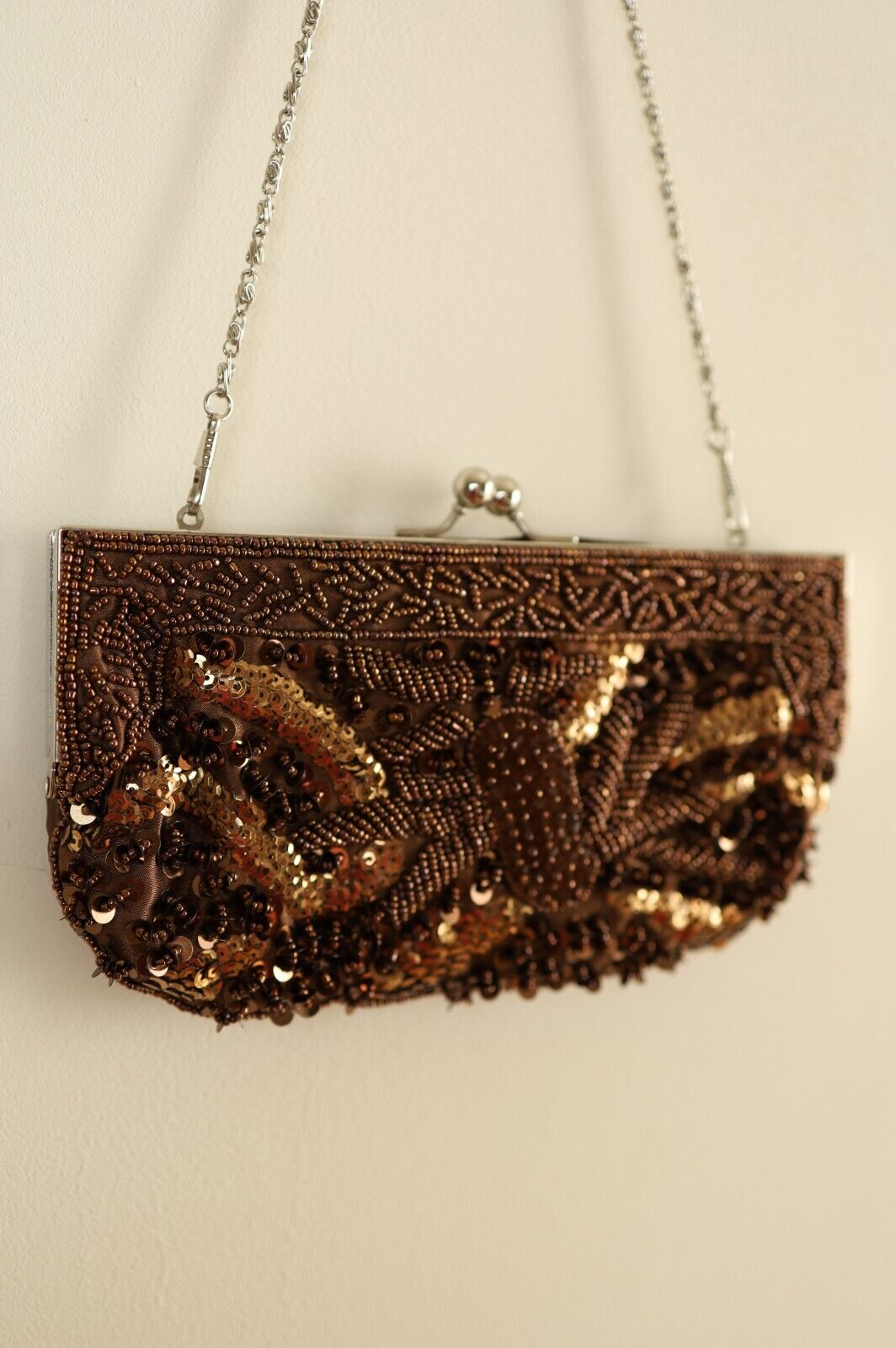 Bijoux Terner little brown beaded embroidery purs… - image 10