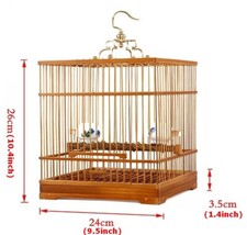 26cm Chinese Traditional Bamboo Bird Cage Wooden Pet Nest Home Decoration Crafts