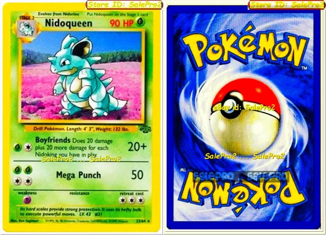 NIDOQUEEN pokemon JUNGLE 90 HP BOYFRIENDS MEGA PUNCH RARE