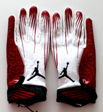 Nike Jordan Fly Lock Football Gloves Mens Medium White/Black/Varsity Red