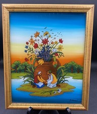 Original Acrylic Painting on Wood Panel - Embracing Couple Figurative Art — listing 4