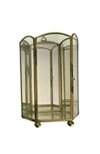 Vintage Small Scallop Open Top Brass/Glass Display Case Hexagonal