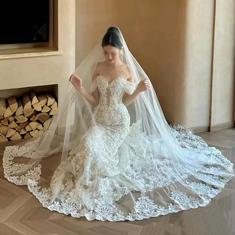 wedding dress lace spaghetti straps Tulle A-line V-neck Spaghetti Straps Lace Appliques Wedding Dresses, MW863