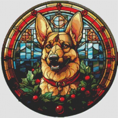 Deutscher Schäferhund Welpe Hund. Großer, moderner Original Kreuzstich