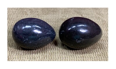 VINTAGE HEAVY GRAYISH & BLACK ONYX STONE EGGS - BUT NOT TO EAT LOL