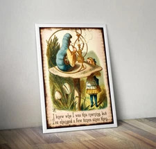 ALICE IN WONDERLAND Print Poster Caterpillar Who I Was Party Gift Wall Quote 235