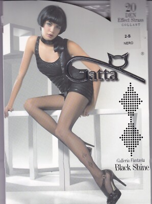 Strumpfhose von Gatta ''Black Shine'' schwarz 20 DEN Gr. Sund M Effect Strass
