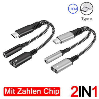 USB Typ C 2 in 1 Digitale Chip Adapter Ladekabel 3,5 mm AUX Klinke Kopfhörer