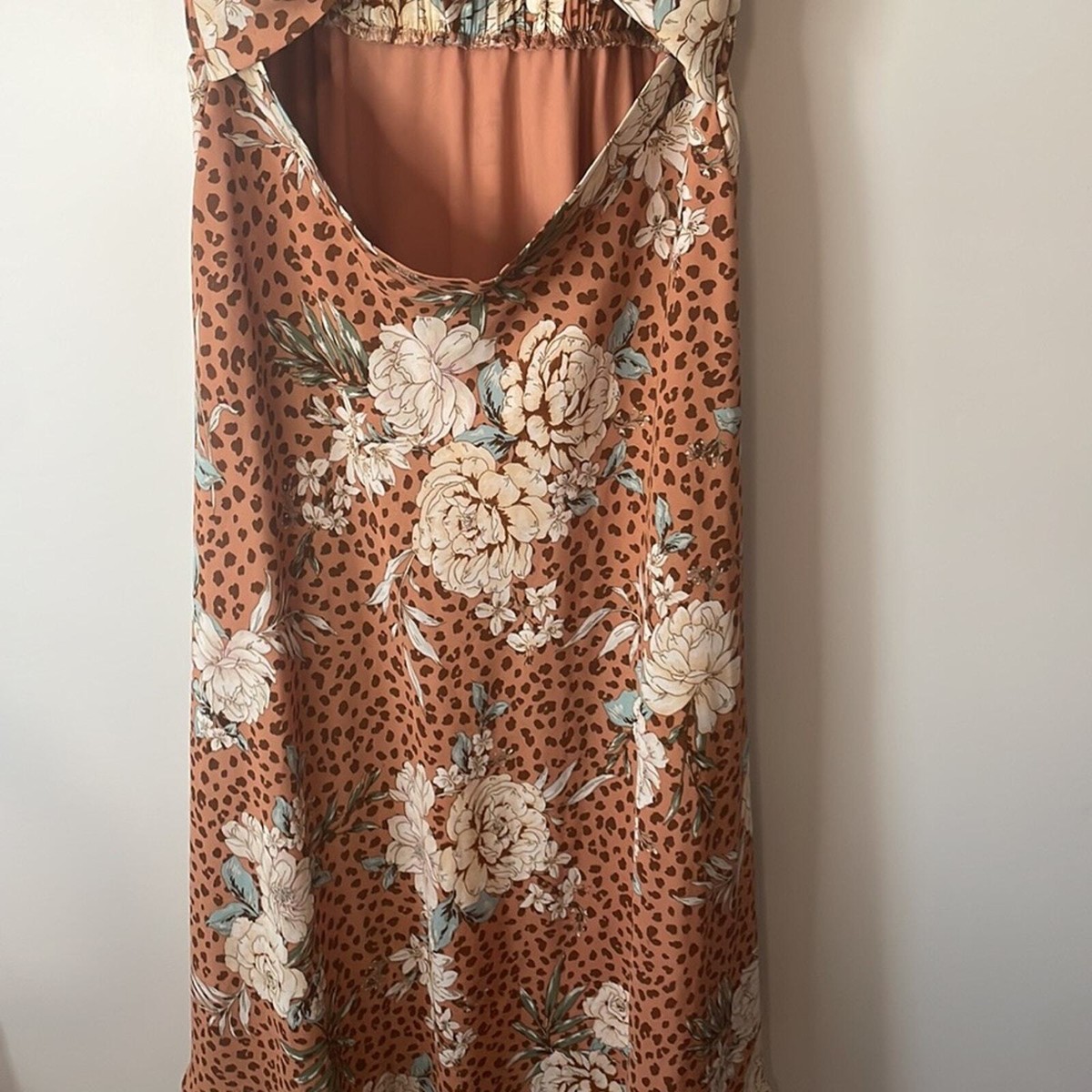 VICI Floral Tie Front Dress Maxi Brown White XL | eBay