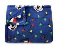 Disney MICKEY MOUSE HOLIDAY LIGHTS Oversized Soft Plush BLANKET THROW 60x72 NEW 
