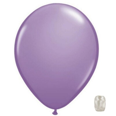 10 Pack Spring Lilac Opaque Latex 11'' Balloons Brand New with Matching Ribbon