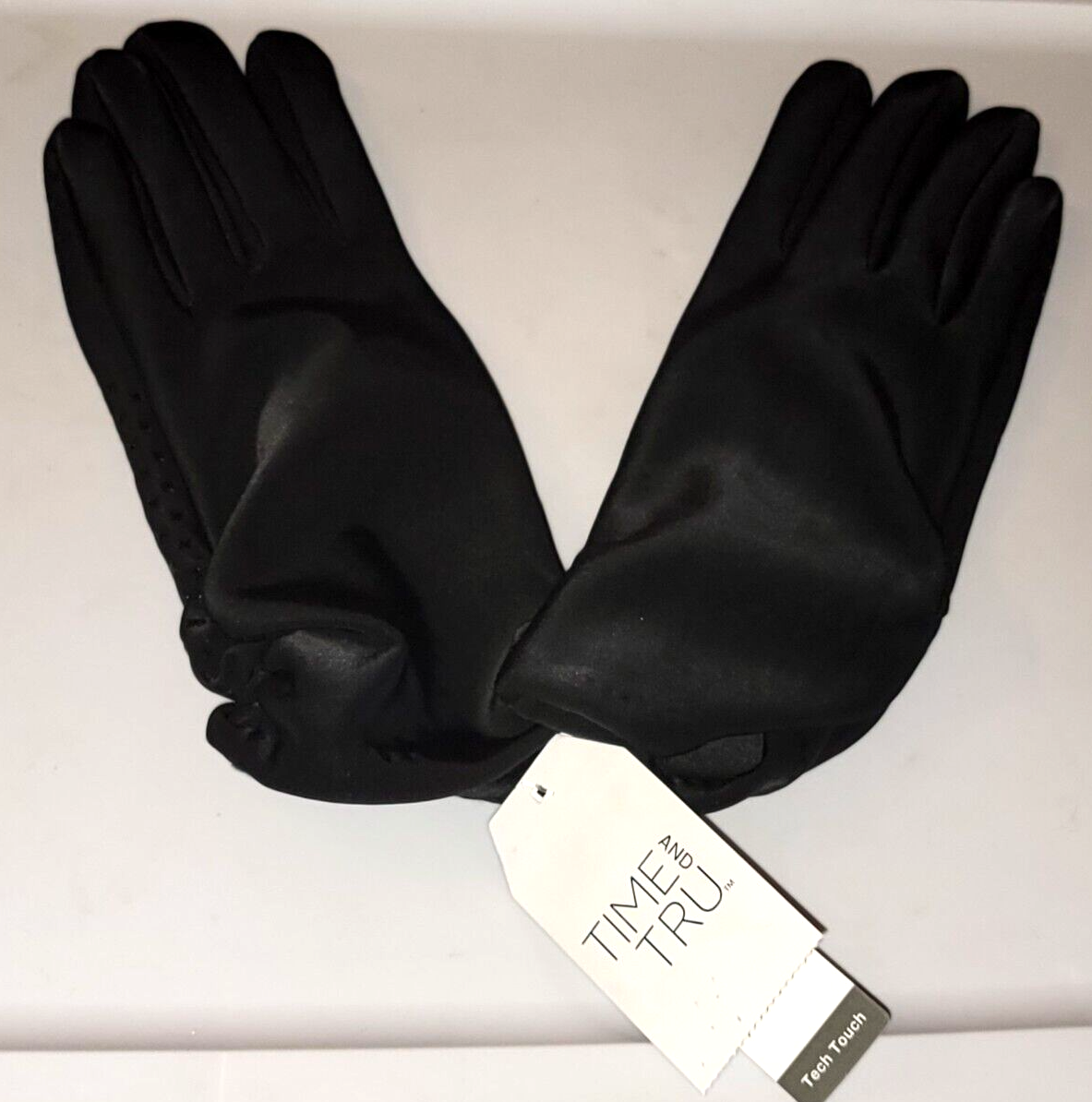 Time and Tru Tech Touch Women's Driving Gloves Fleece Lined Black One