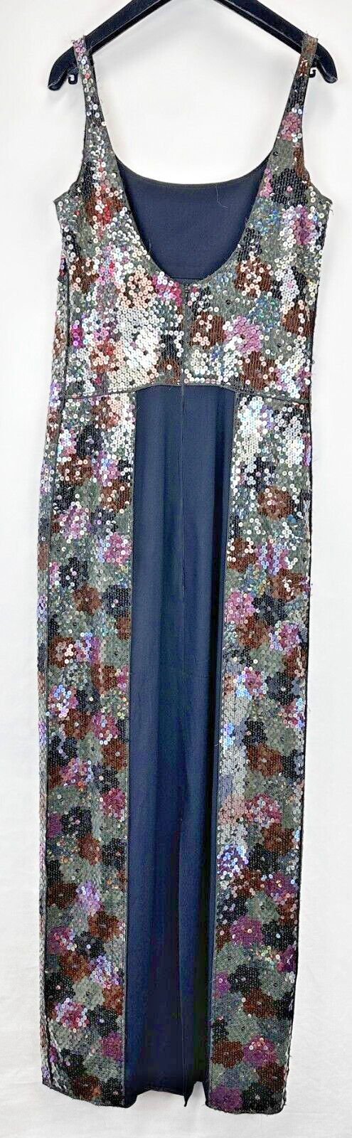 Vintage MARC JACOBS Sequin Maxi Dress 6 Multicolor Flower Pattern Back Slit 2014 image 5