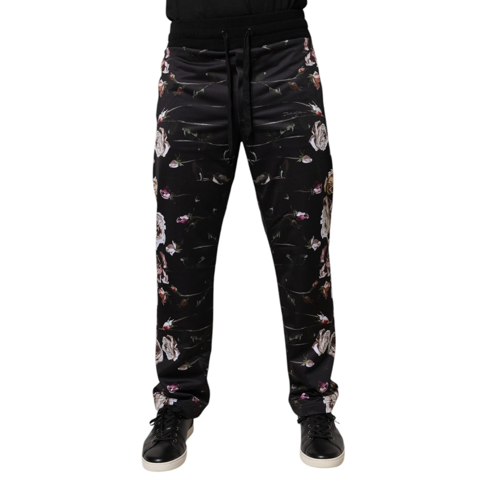DOLCE & GABBANA Pants Black Floral Polyester Jogger Trouser IT44/W30/XS 970usd