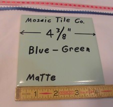 1 pc. Vintage Blue-Green Matte Ceramic Tile 4-3/8"  by The Mosaic Co.  NOS 