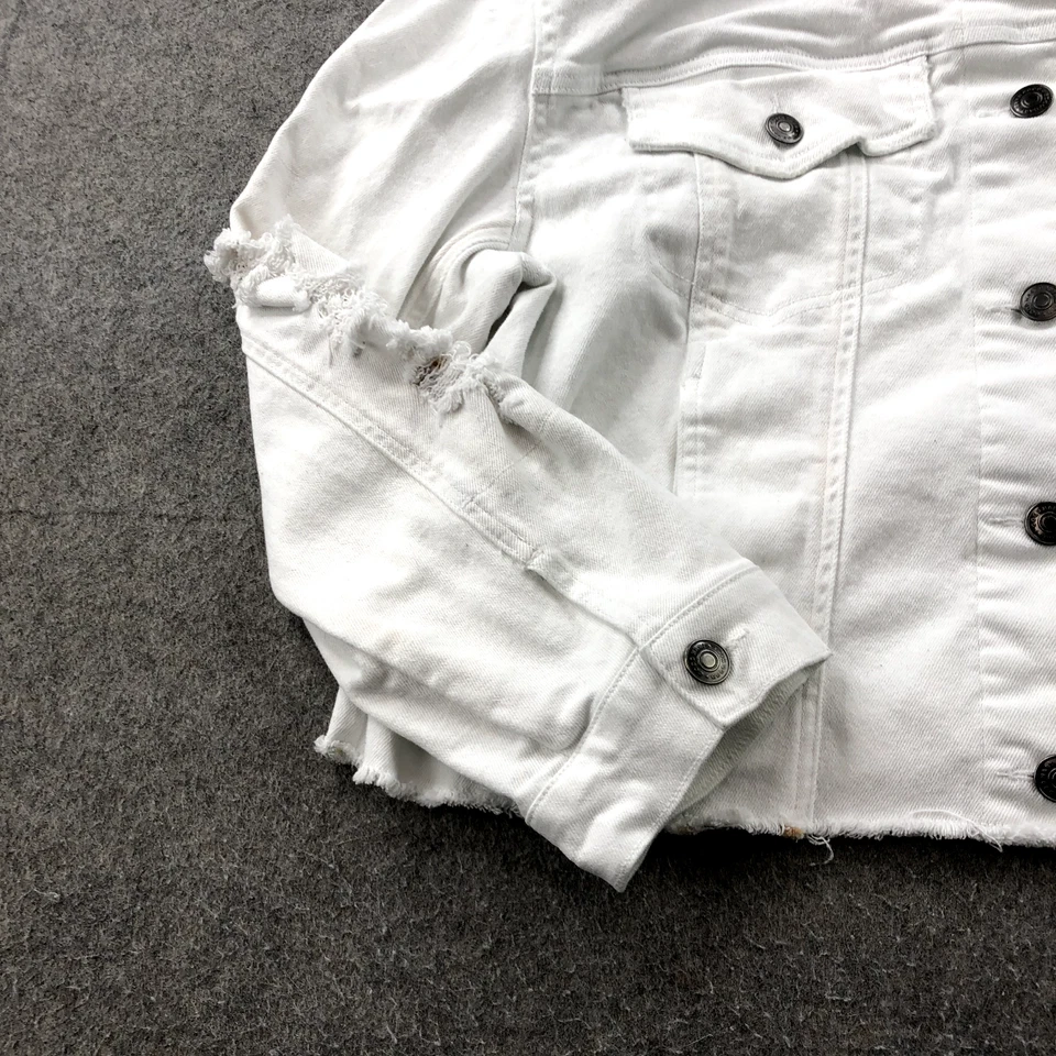 Chaqueta Matilda Jane Good Hart para mujer XL blanca denim con botones manga larga Foto 2 de 4