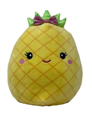 Squishmallow Maui The Pineapple 8  Pink SHINY BOW PLUSH PILLOW Fruit Squad NWOT