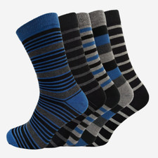 Men's Crew Socks Dress Sports Cotton Rich Multi Striped Design Sock Size UK 6–11