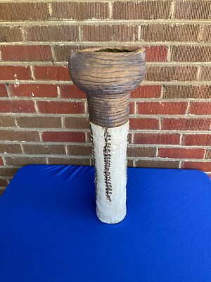 Signed Mid Century Modern Studio Pottery Cat Head Shape Vase