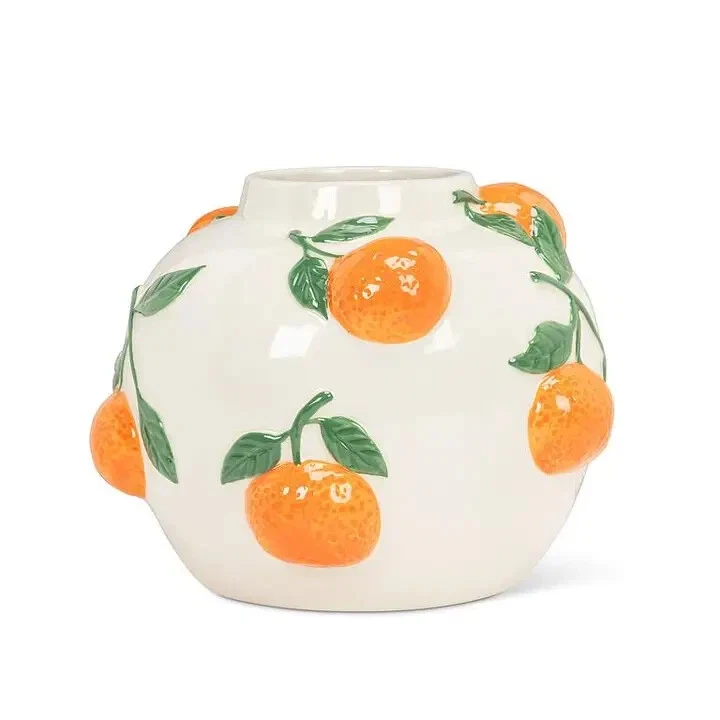 Large Round Vase with Oranges NEW