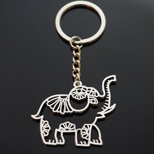 Elephant Silver Cute Hollow Mandala Design Charm Keychain Key Chain Love Gift