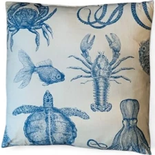 Decorative coastal nautical 23 x 23 THROW PILLOW blue off white 