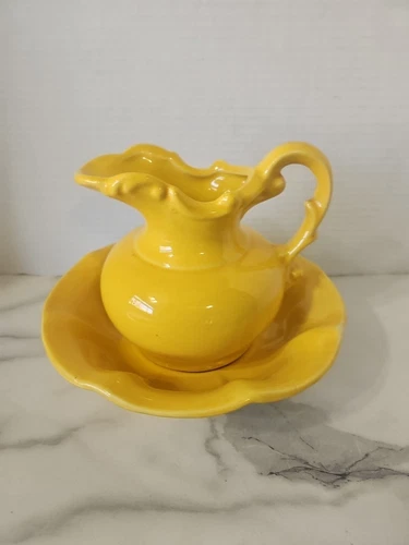 Vintage Sunny Yellow McCoy Pitcher and Bowl