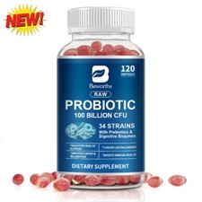 Raw Probiotics 100 Billion CFU Potency Digestive Immune Health 120 Capsules
