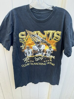 2006 New Orleans Saints Black Shirt Sz L Football Brees Bush Come Marching Home