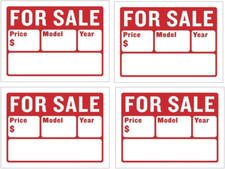 Car for Sale Sign for Car and Vehicles Auto Sales Size 9" X 12" 2-Line