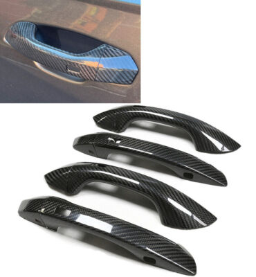 Real Carbon Fiber Keyless Sensor Door Handle Cover For 2019-25 Audi Q8 SQ8 RSQ8