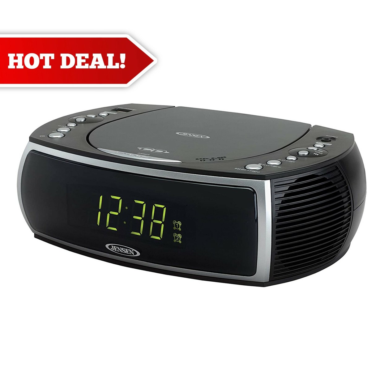 Jensen JCR-322 Modern Home CD Tabletop AM/FM Radio CD Player Dual