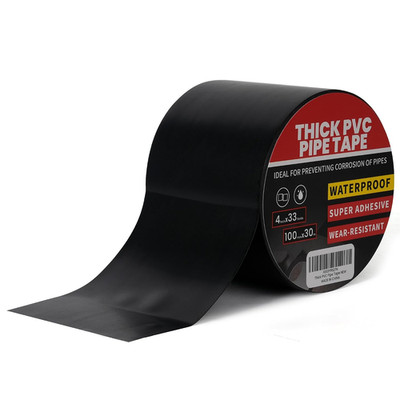 10Mil PVC Pipe Wrap Tape 4 Inch x 33 Yard Waterproof Corrosion Protection Black