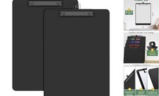 Pack Clipboard with Pen Holder, 8.5 x 11 Plastic Clip Boards with Low 2 Black