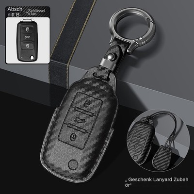Carbon-Leder Schlüsselhülle für VW 3-Tasten Smartkey (Keyless Entry)