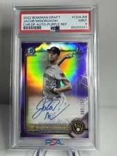 2022 Bowman Draft Chrome Draft Pick Auto Jacob Misiorowski Purple /250 PSA 9