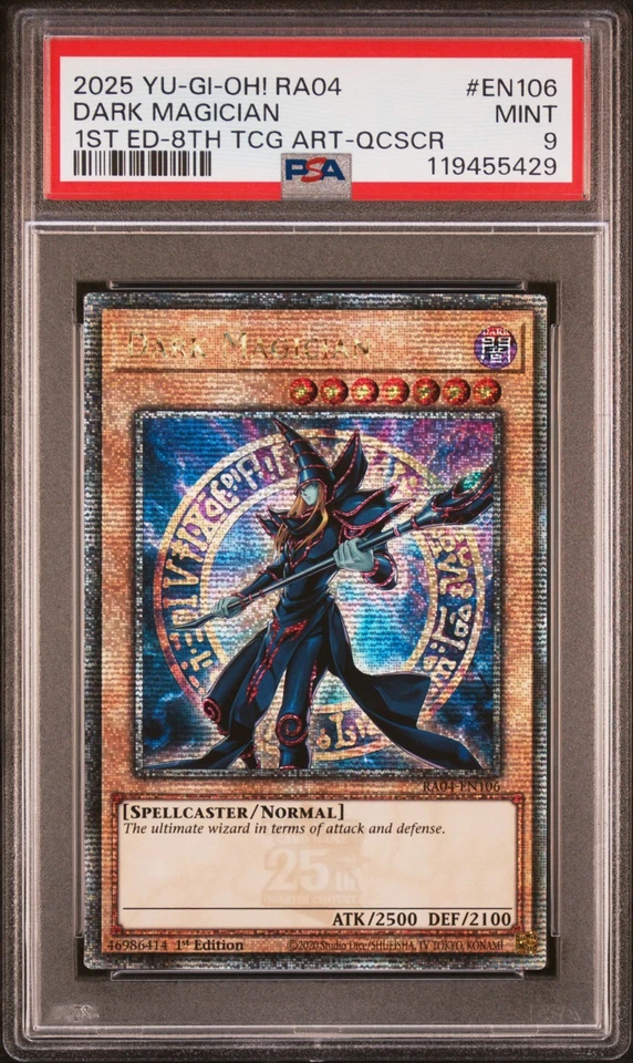 YUGIOH PSA 9 2025 Dark Magician RA04-EN106 QCR "8th Art" 1st Edition