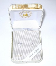 .925 Sterling Silver  Mickey Earrings Post Crystal Disney Authentic Gift Box 45