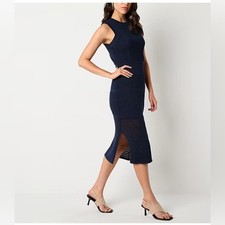 Worthington Size 2X Navy Sleeveless Midi Sweater Dress. New With Tags.