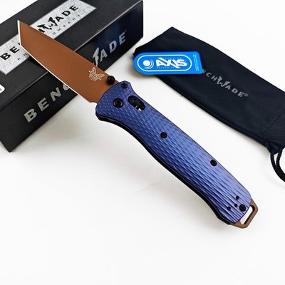 Benchmade Bailout 537FE-02 Crater Blue Aluminum CPM-M4 FDE Blade  Folding Knife