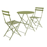 Metal Garden Bistro Set 2 Seater Folding Patio Table Chairs Green Habitat